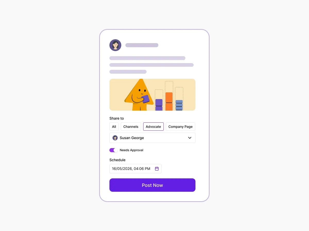 Illustration representing executive profile management, showing how to target an exectutive's profile with aligned content and simplified workflows.